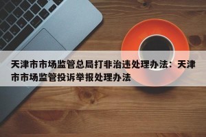 天津市市场监管总局打非治违处理办法：天津市市场监管投诉举报处理办法