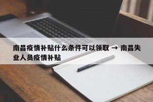 南昌疫情补贴什么条件可以领取 → 南昌失业人员疫情补贴